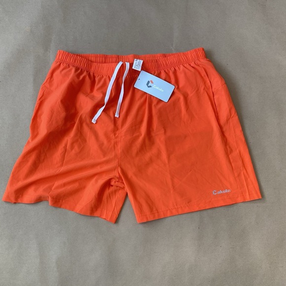 Cakulo 2XL XXL Men's 5 Inch Orange Running Shorts Reflective Activewear - Picture 1 of 15